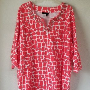 Ulla Popken Plus Size 20/22 Coral Tunic